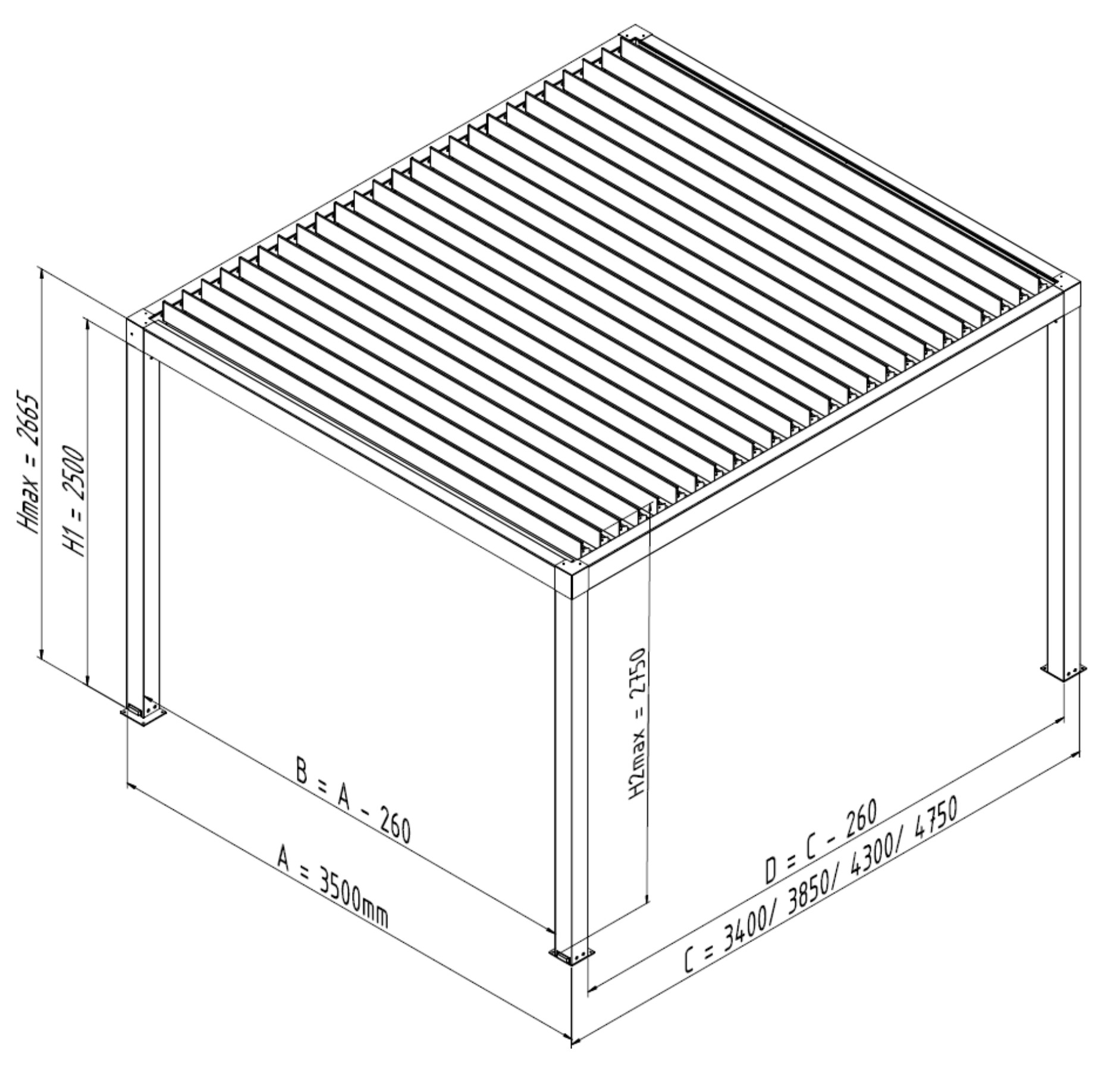 Pergola SB350 szabadon álló egymodulos