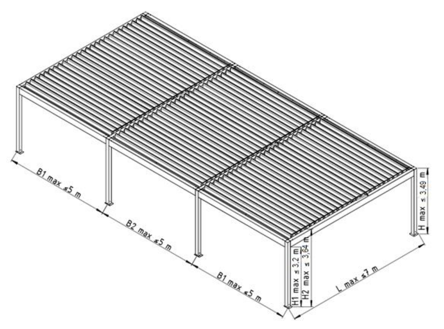 Pergola SB500 szabadon álló többmodul