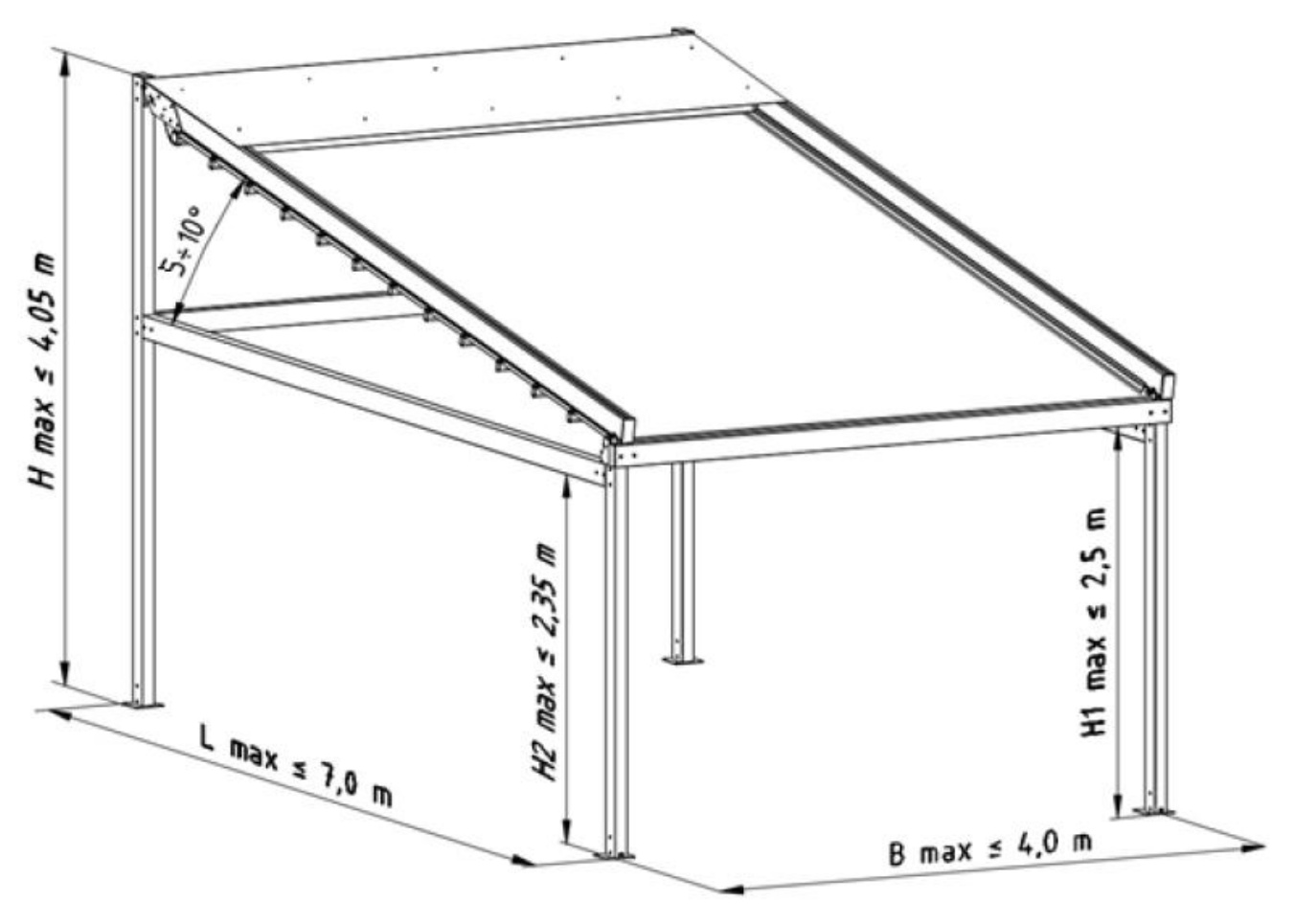 Pergola SOLID szabadon álló egymodulos