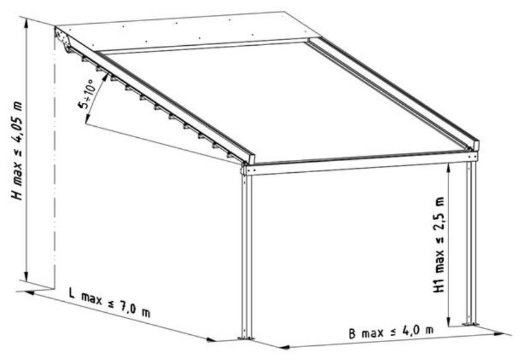 Pergola SOLID falra szerelhető egymodulos