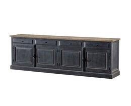 Fiókos szekrény 240x48x94 ófekete és natúr
