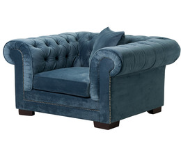 Chesterfield Klasszikus Bársony Fotel Éjfél 118x96x77cm