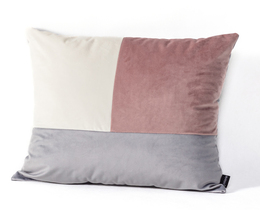 Poduszka Patchwork kwadratowa rózsaszín szürke fehér